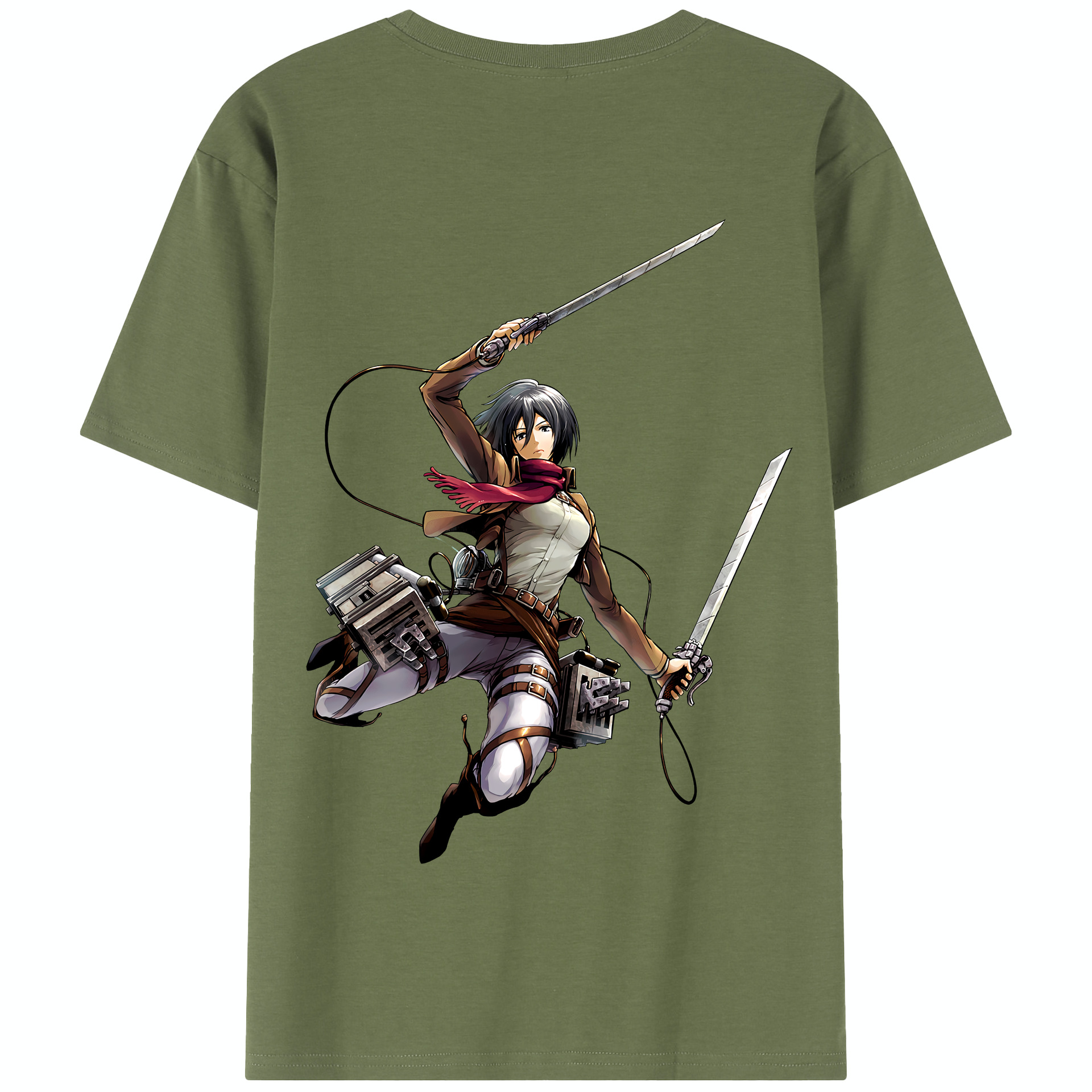 （画像用） 進撃の巨人 ミカサ·アッカーマン Attack on Titan Mikasa Ackerman 綿100％半袖Tシャツ（背面プリント）